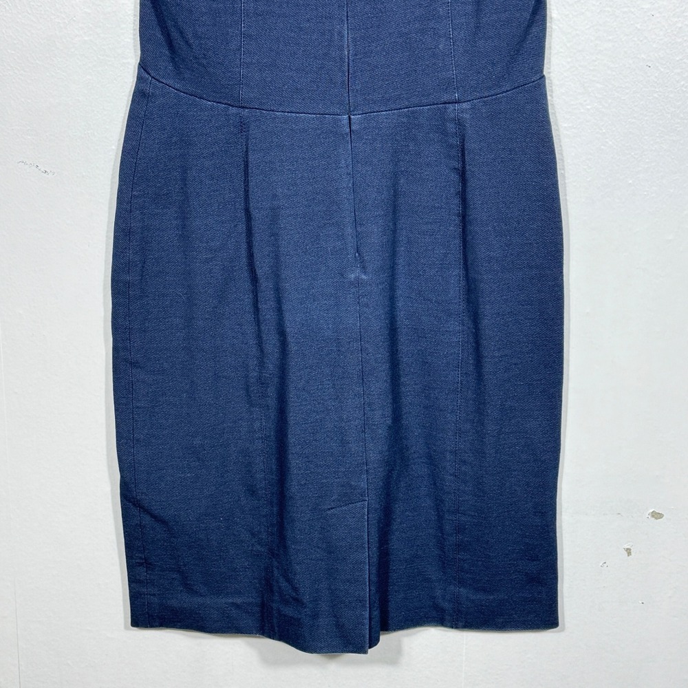 M.M. LaFleur Blue Sleeveless Empire Waist‎ Sheath Dress 6 Cotton Stretch Career - Picture 7 of 12